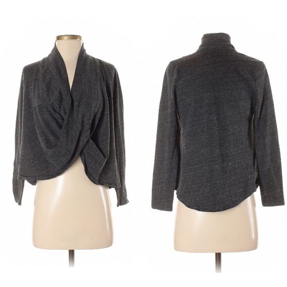 Anthropologie AMADI Gray Speckled Crossover Drape Front Top S - Picture 8 of 8